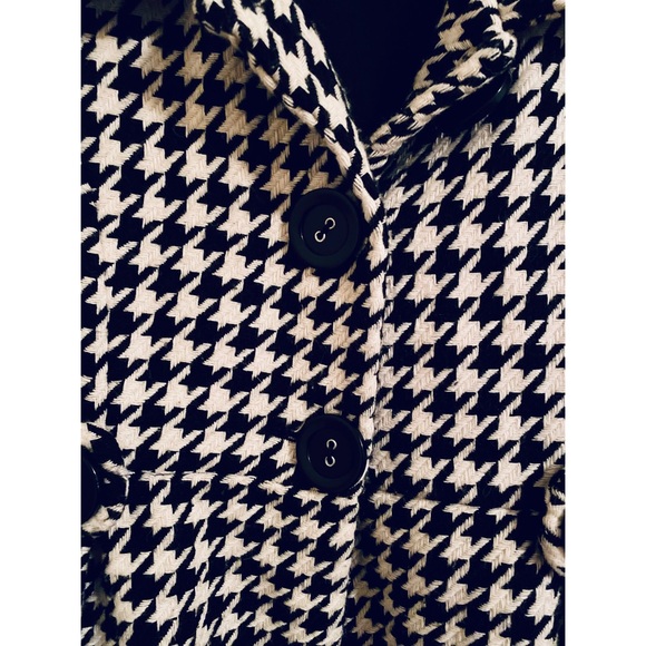 Classic Houndstooth Checkered Pea Coat - Picture 3 of 6